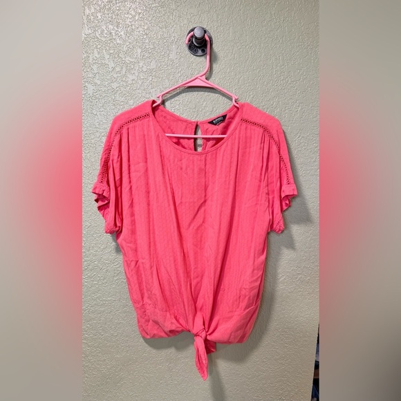 Buffalo David Bitton Coral Tie-Front Blouse - Picture 1 of 3